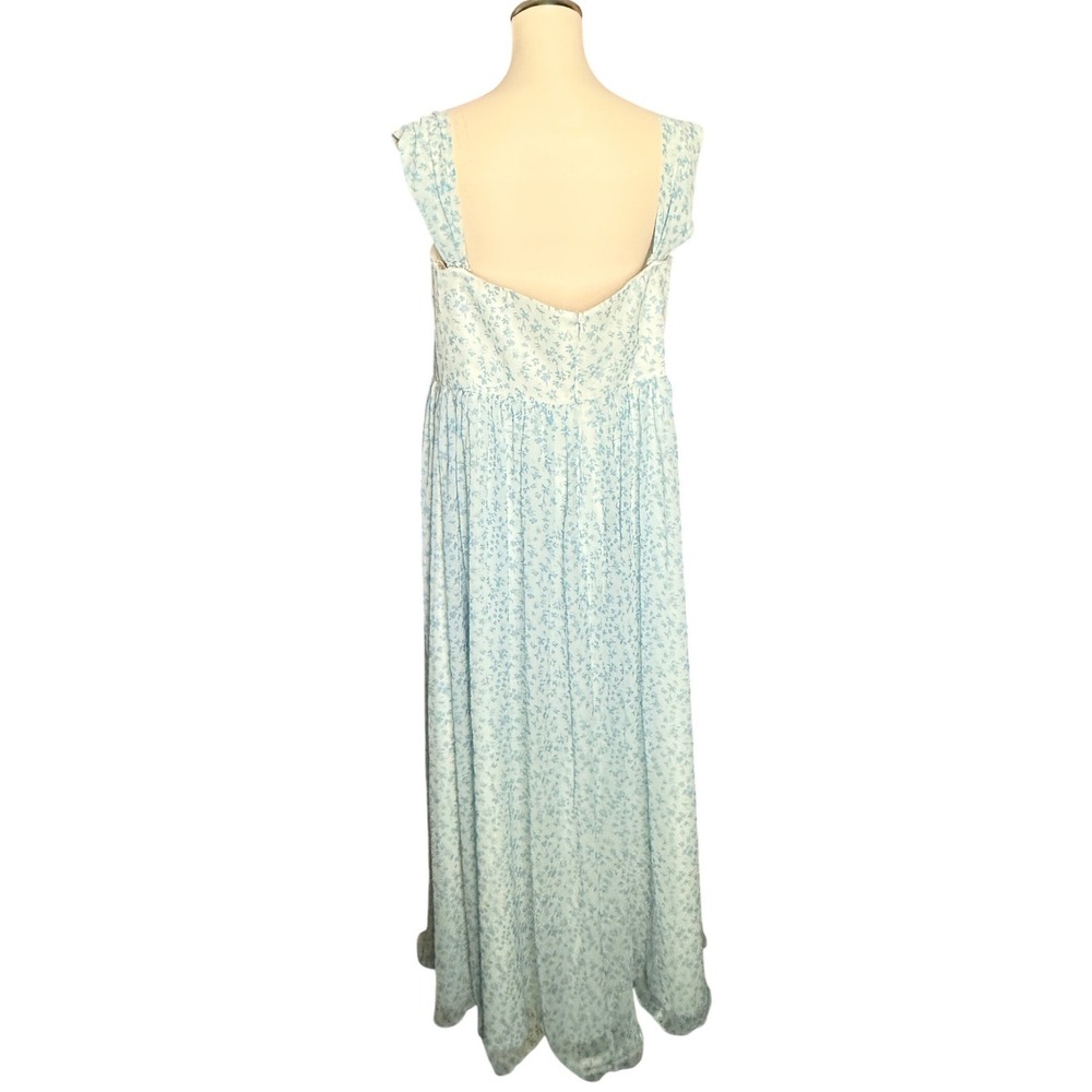 AW Bridal Skyblue Star Floral Maxi Dress Women 16 Blue White Square Neck Formal - Picture 2 of 12